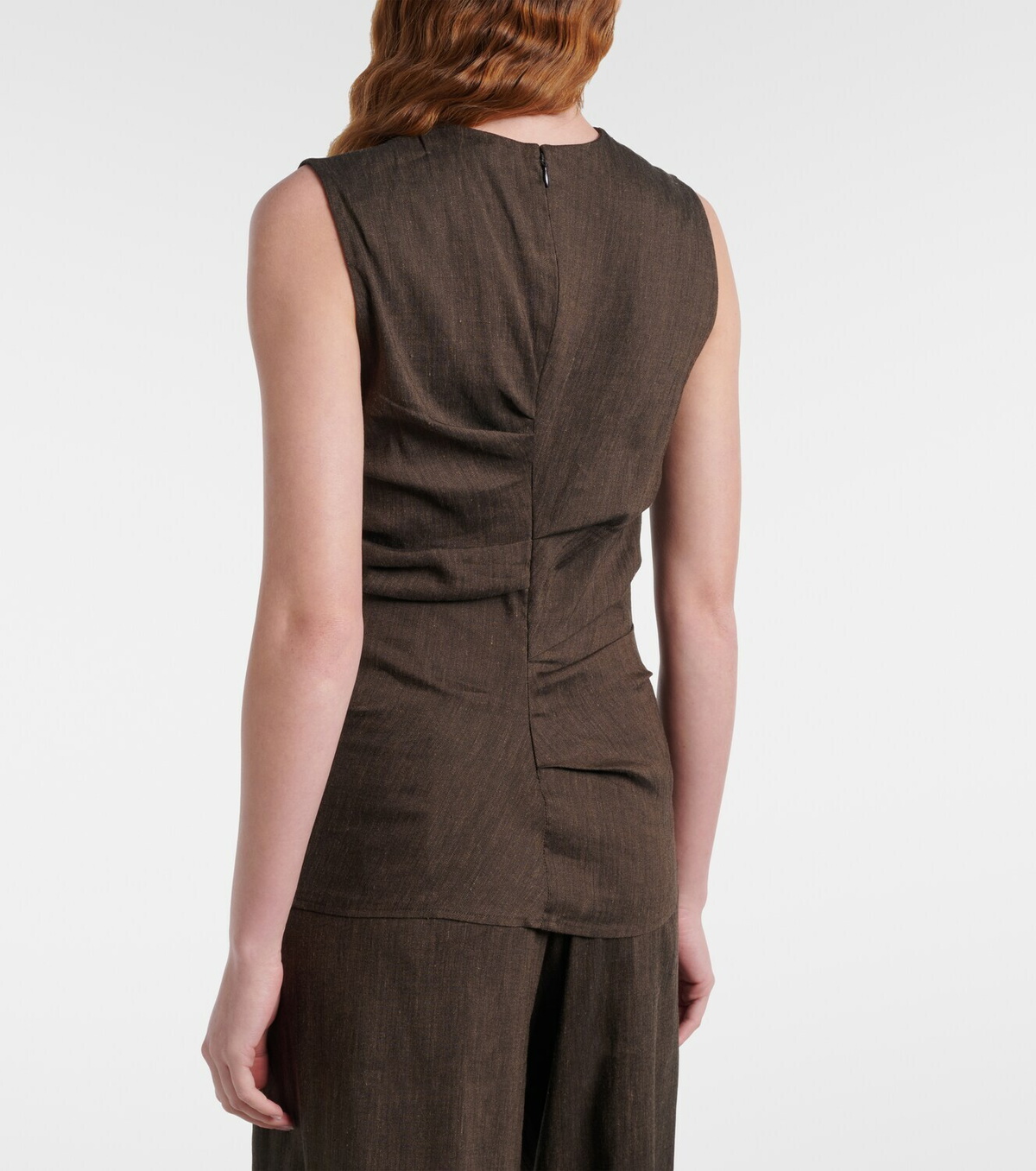 Proenza Schouler Anoushka draped linen-blend slub top
