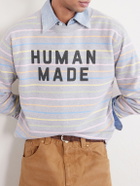 Human Made - Logo-Print Striped Cotton-Jersey Sweatshirt - Gray