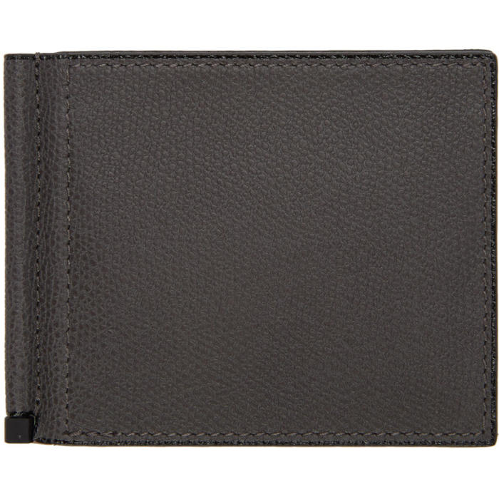 Valextra Grey Simple Grip Spring Wallet Valextra