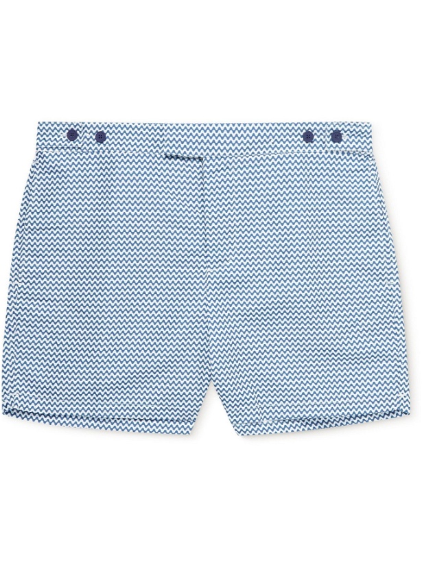 Photo: FRESCOBOL CARIOCA - Copacabana Short-Length Printed Swim Shorts - Blue