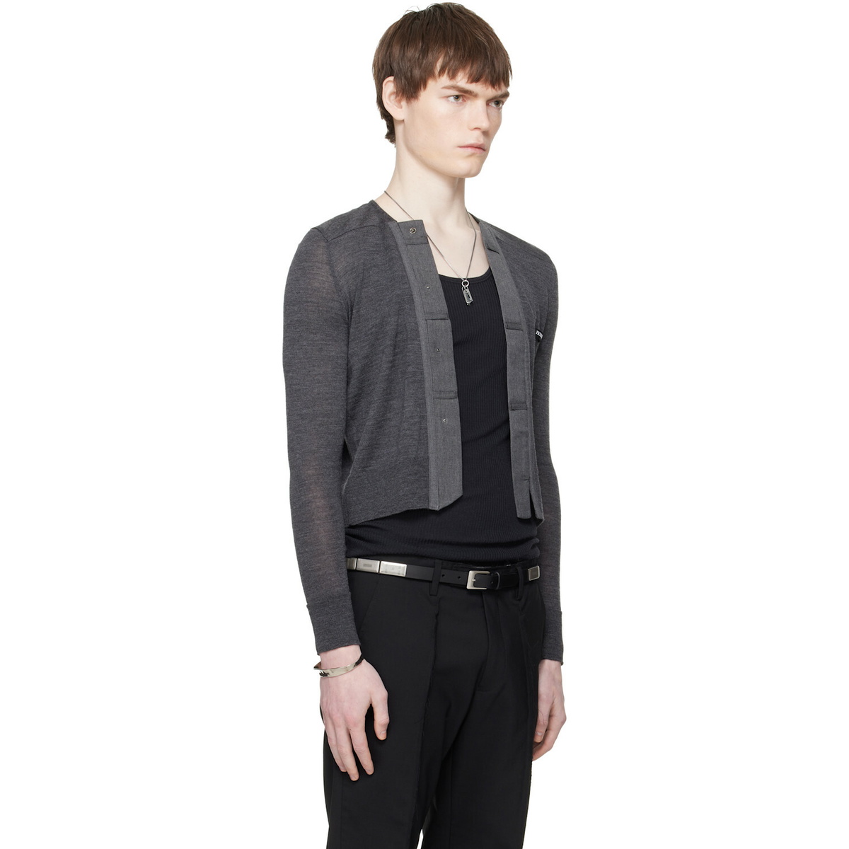 HODAKOVA Gray Knitted Long Sleeve Cardigan