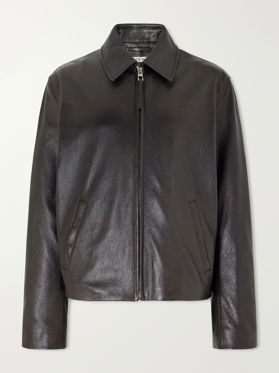 LOEWE - Full-Grained Leather Jacket - Brown