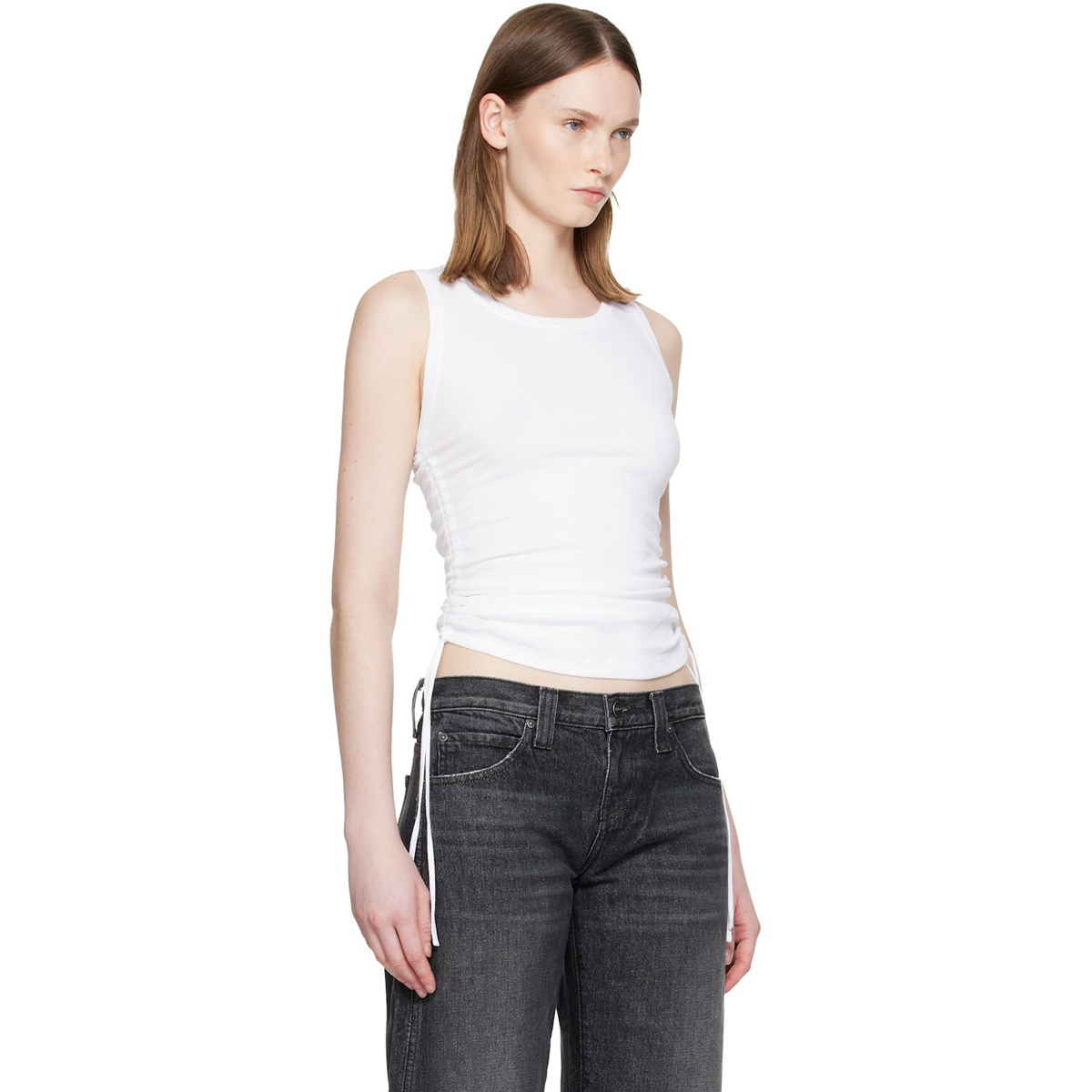 BALMAIN White Jersey Draped Top