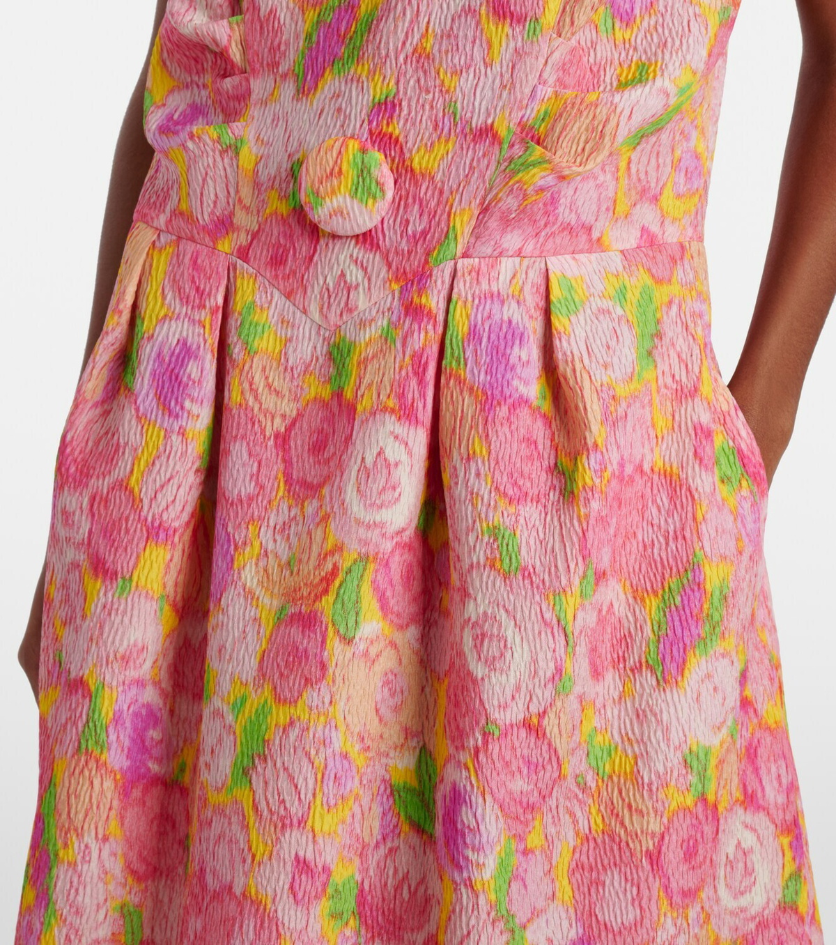 Prada Floral silk-blend cloqué midi dress
