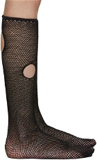 Yohji Yamamoto Black Lace Logo Socks