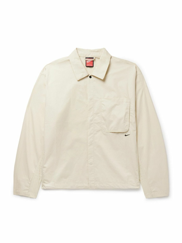 Photo: Nike - Sportswear Tech Perforated Cotton-Twill Jacket - Neutrals