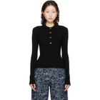 GANNI Black Fine Sequin Knitted Polo
