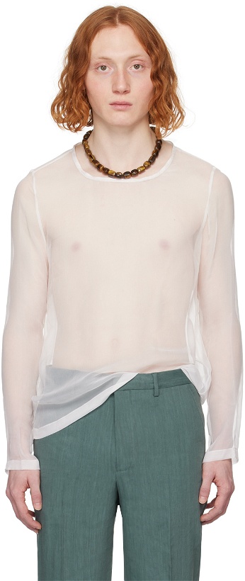 Photo: Dries Van Noten White Sheer Long Sleeve T-Shirt