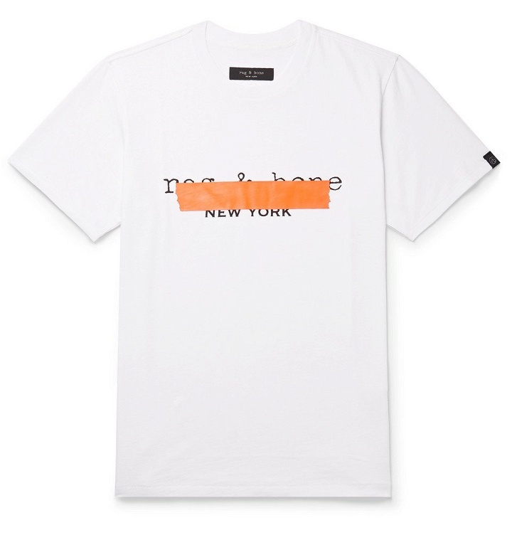 Photo: rag & bone - Taped Logo-Print Slub Cotton-Jersey T-Shirt - White
