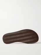 Brunello Cucinelli - Leather-Trimmed Striped Grosgrain Sandals - Burgundy