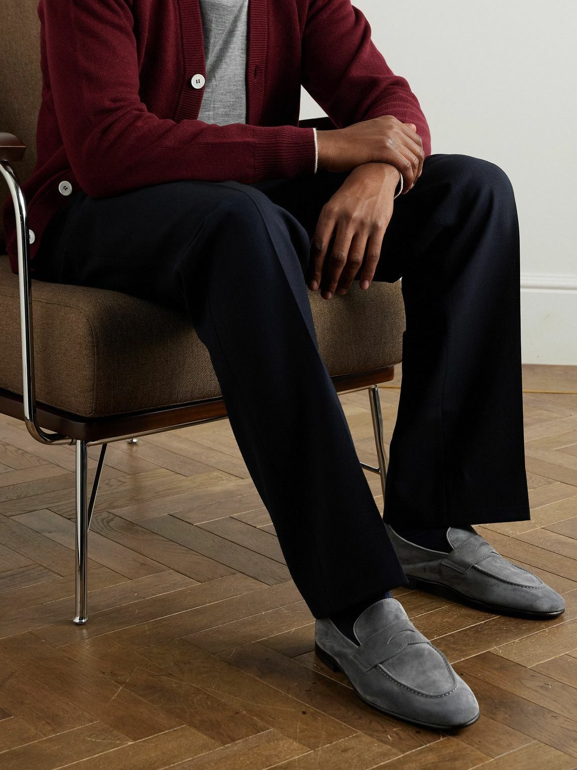 Brunello Cucinelli - Suede Penny Loafers - Gray Brunello  display picture 3