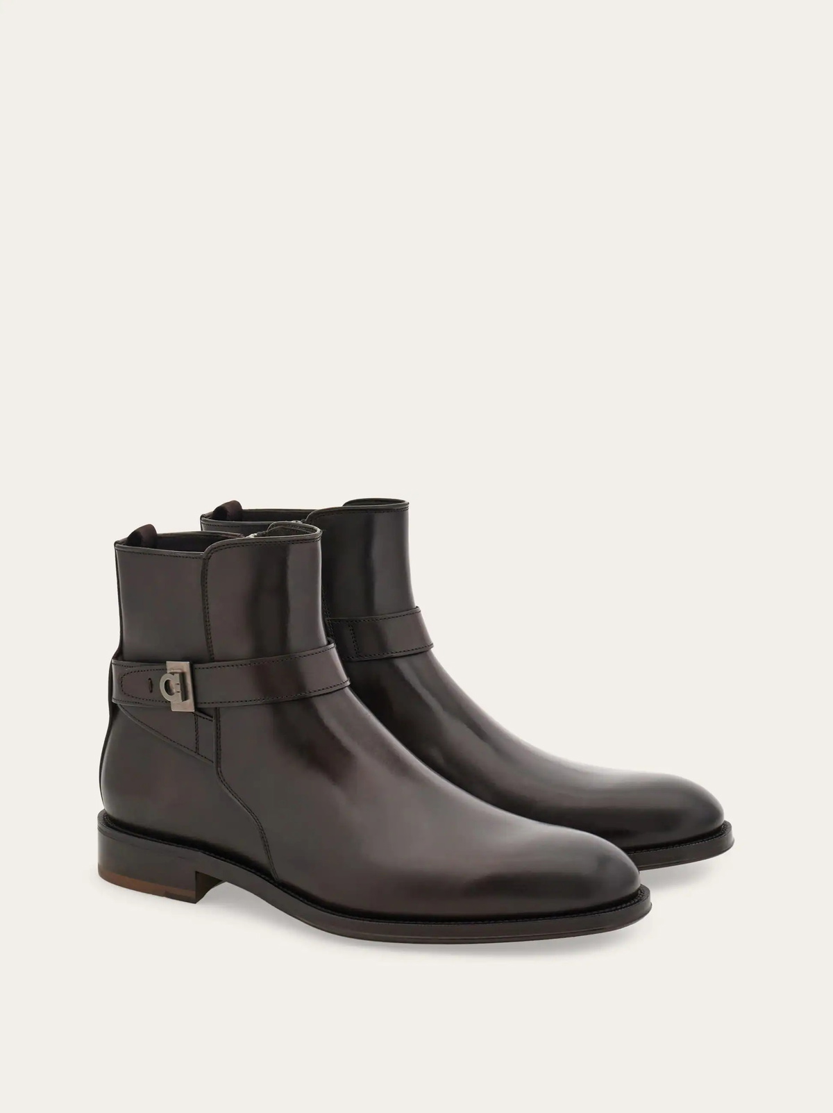 Ferragamo Mens Ankle boot with Hug buckle in Brown