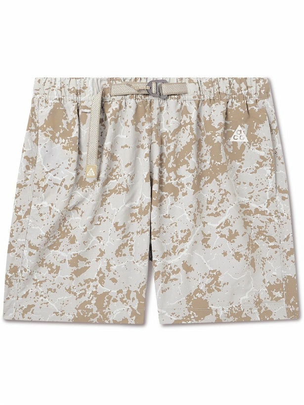 Photo: Nike - ACG Trail Straight-Leg Belted Camouflage-Print Recycled Shell Shorts - Neutrals