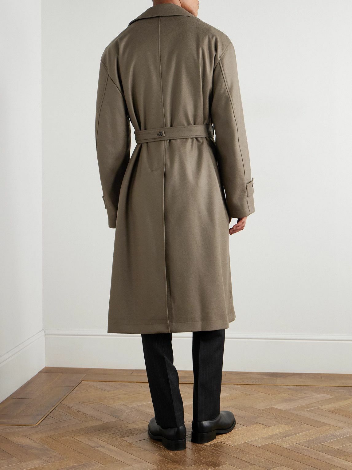 ssstein - Oversized Double-Breasted Belted Wool-Twill Coat - Neutrals