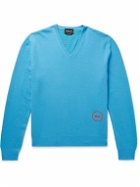 CALVIN KLEIN 205W39NYC - Logo-Embroidered Wool and Cotton-Blend Sweater - Blue