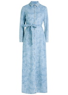 Alice + Olivia Chassidy Denim Maxi Shirt Dress Blue