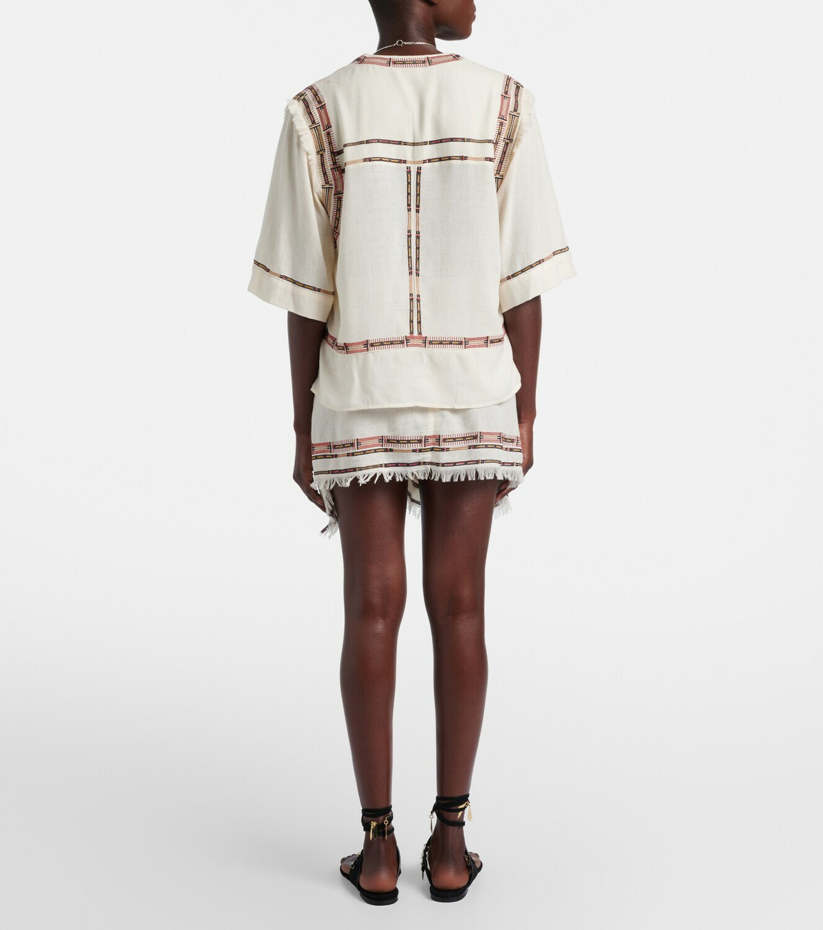 Isabel Marant Feriel embroidered fringed silk wrap skirt
