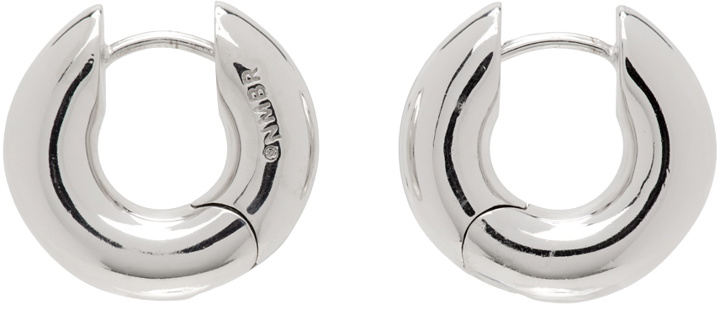 Photo: Numbering Silver Round Volume Earrings