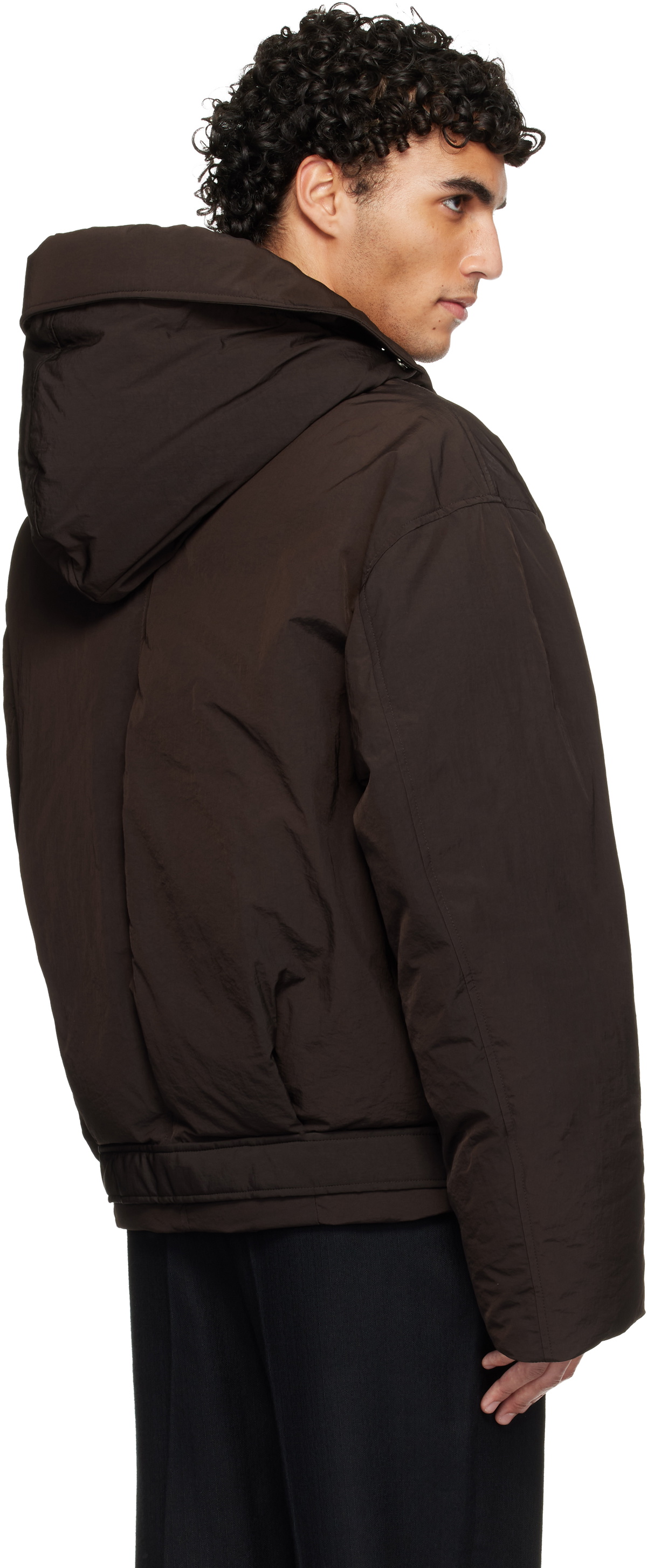 WOOYOUNGMI Brown Hooded Goose Down Jacket