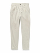 Incotex - Tapered Pleated Stretch-Cotton Gabardine Trousers - Neutrals