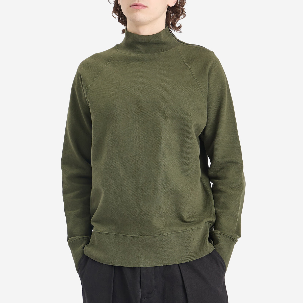 MHL by Margaret Howell Men's Zip Neck Sweatshirt in Uniform Green