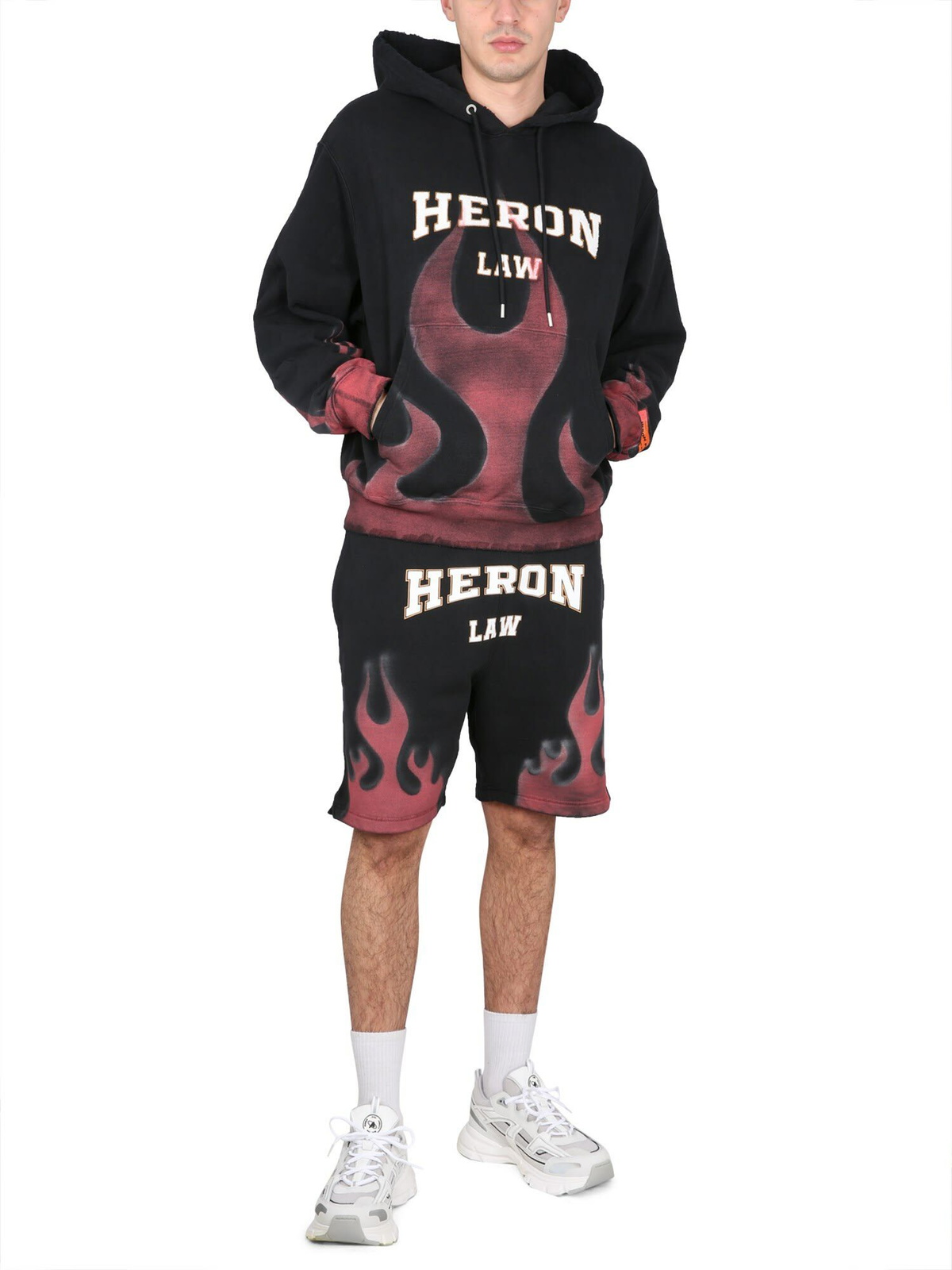 HERON PRESTON Bermuda Shorts With Flames Print