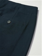 LE 17 SEPTEMBRE - Buckled Straight-Leg Cotton-Blend Trousers - Blue