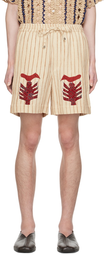 Photo: HARAGO Off-White Striped Shorts