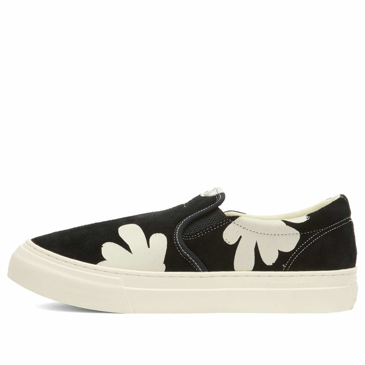 Photo: Stepney Workers Club Men's Lister Shroom Hands Suede Slip On Sneak in Black/White