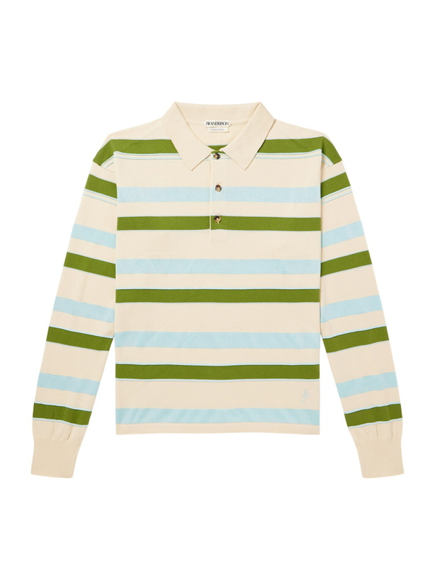Photo: JW Anderson - Rugby Striped Cotton-Blend Polo Shirt - Neutrals