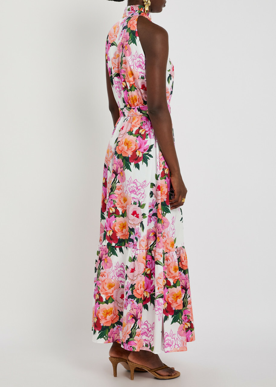 Borgo DE Nor Biba Floral-print Belted Cotton Maxi Dress Multicoloured
