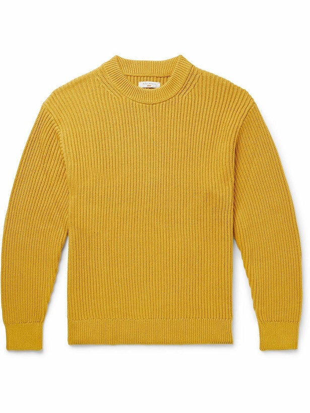 Photo: Nudie Jeans - Frank Ribbed Cotton Sweater - Yellow