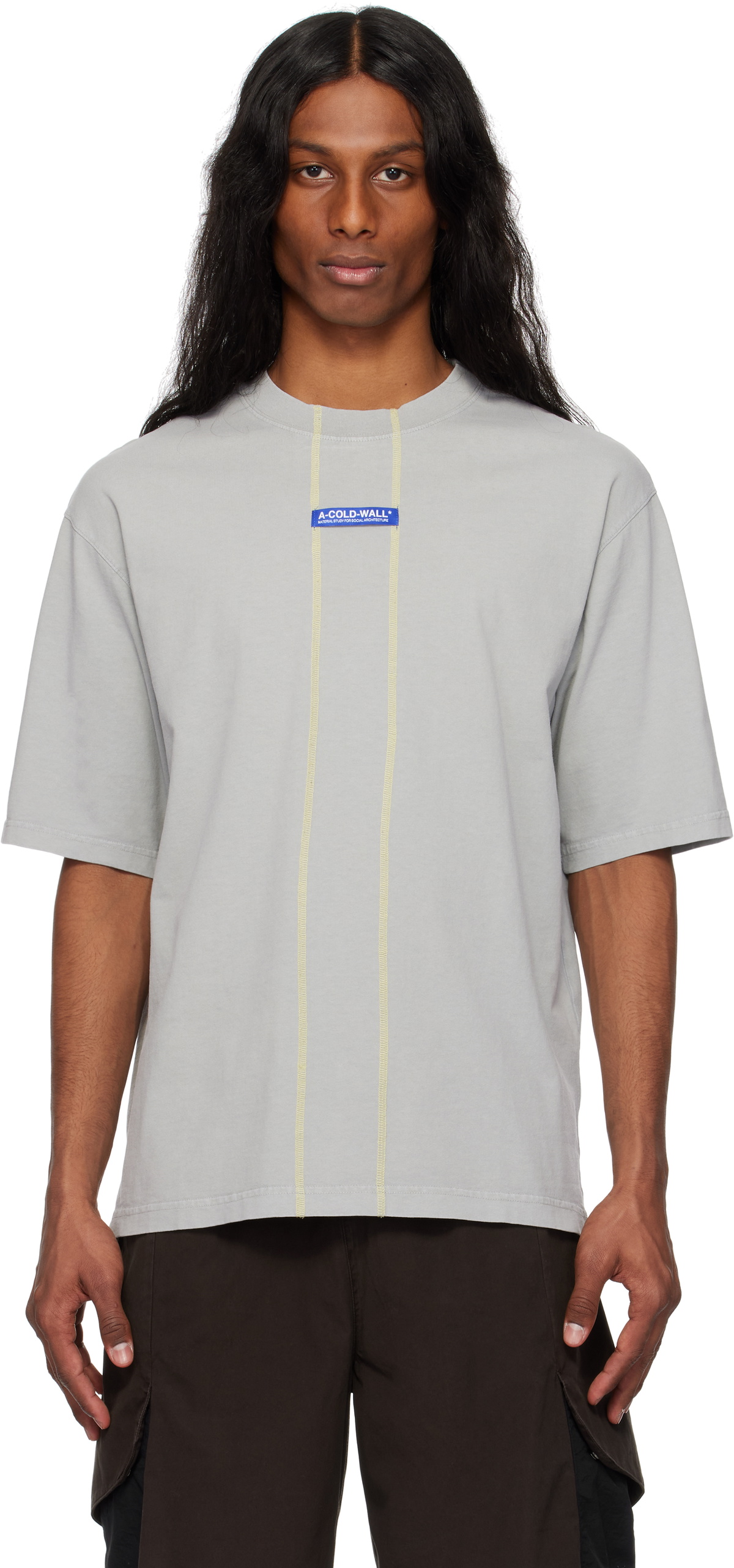 A-Cold-Wall* Grey Long Sleeve Signature B-1 T-Shirt A-Cold-Wall* A-Cold-Wall* Grey Long Sleeve Signature B-1 T-Shirt A-Cold-Wall*