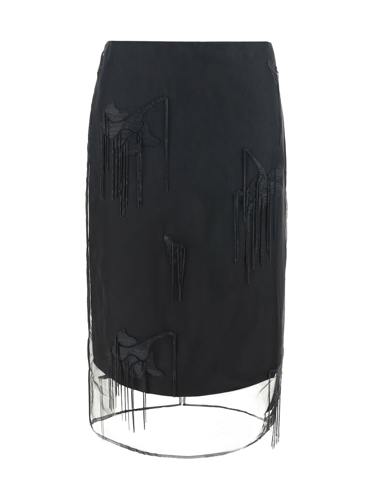Rohe Tulip-embellished Silk-organza Midi Skirt Black Róhe