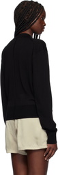 RECTO Black Crewneck Sheer Knit Cardigan