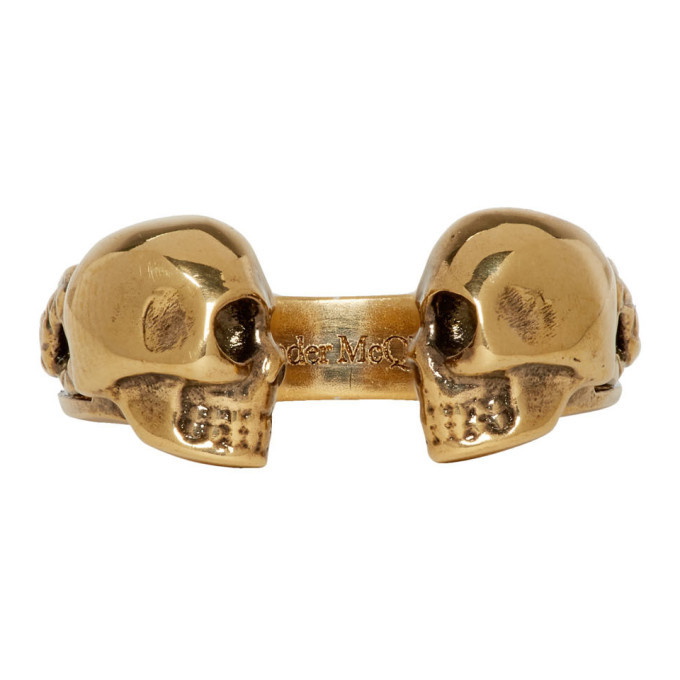 Photo: Alexander McQueen Gold Twin Skull and Snake Ring