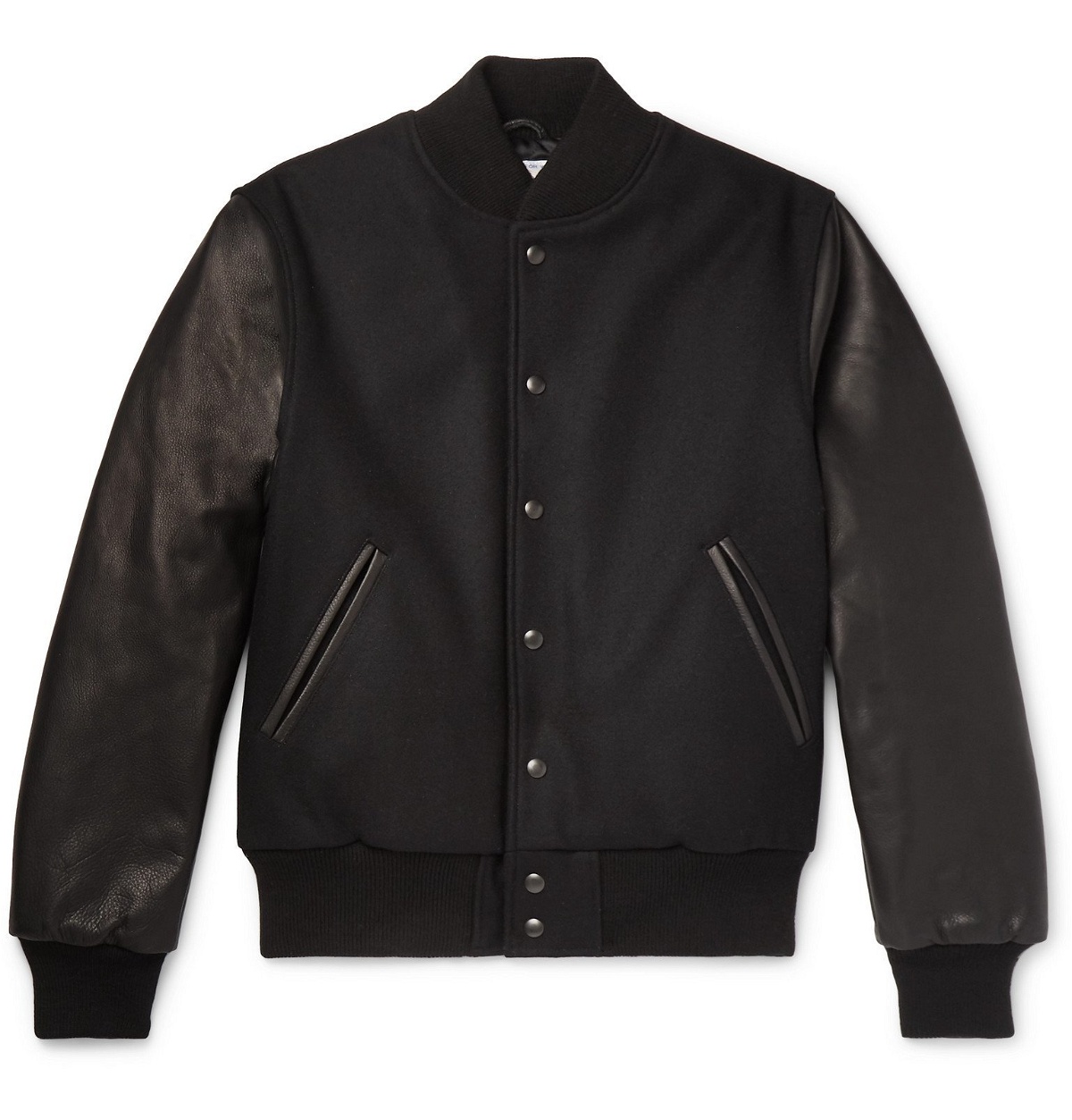 Golden Bear - The Albany Wool-Blend and Leather Bomber Jacket - Black ...