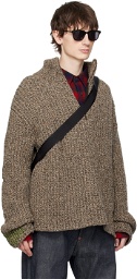 Maison Margiela Brown Half-Zip Sweater