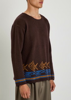 Bode Fish School Intarsia Cotton Jumper Brown