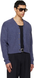 TONYWACK Purple Brushed Mohair V-Neck Cardigan