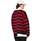 D by D Black and Red Unbalanced Striped Sweater