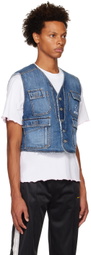 PALMER Blue Embroidered Denim Vest