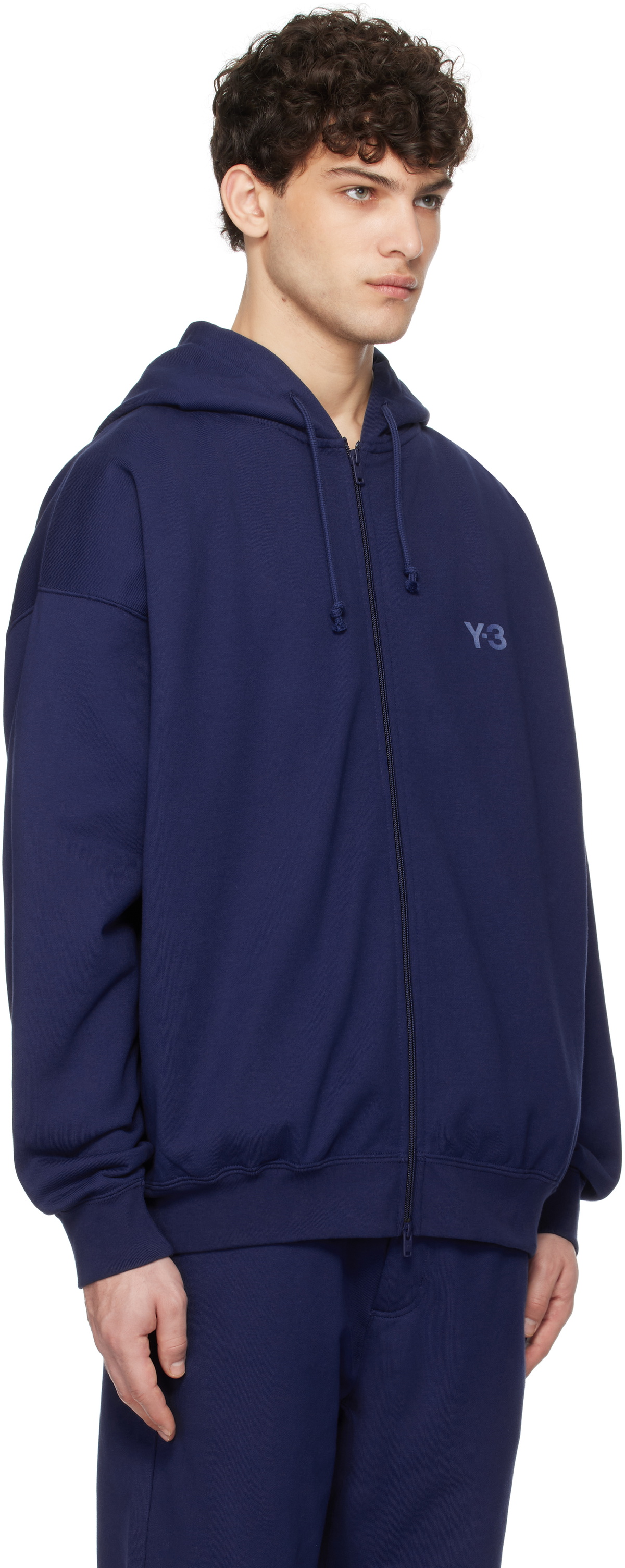 Y-3 Blue French Terry Zip Hoodie Y-3