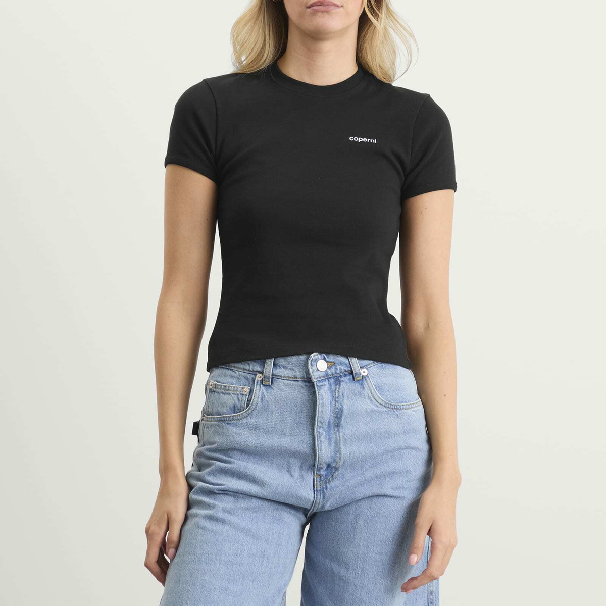 Coperni Women's Baby T-Shirt in Black-White Print