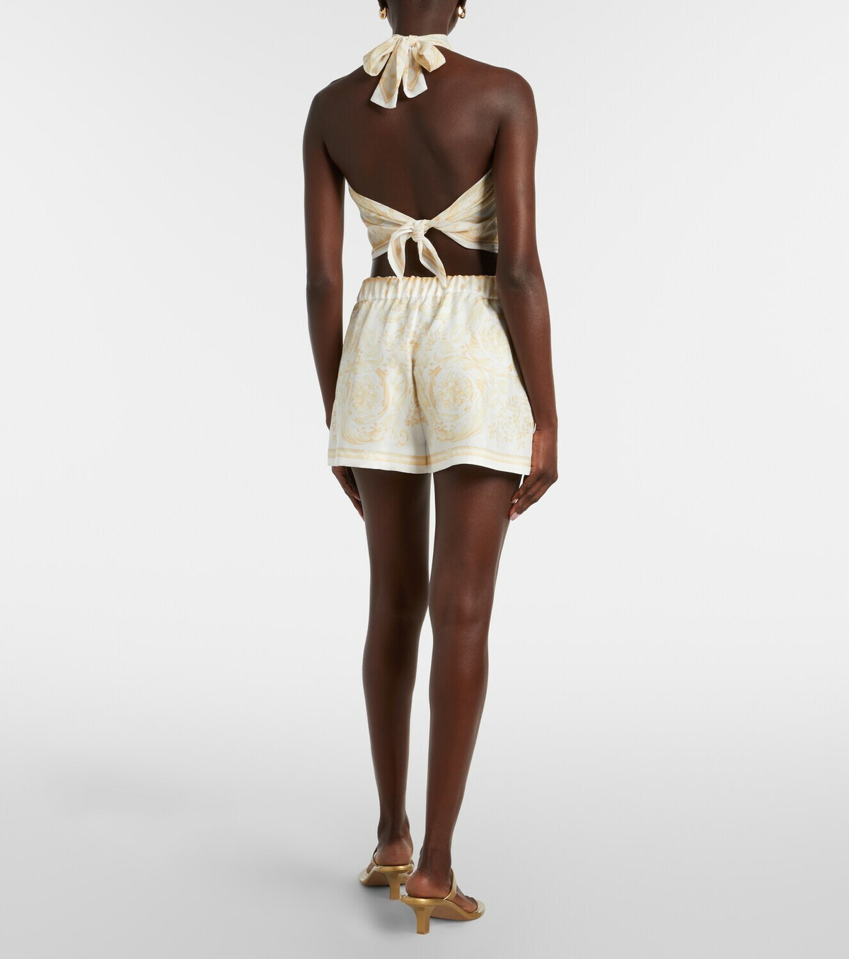 Versace Underwater Barocco silk twill shorts