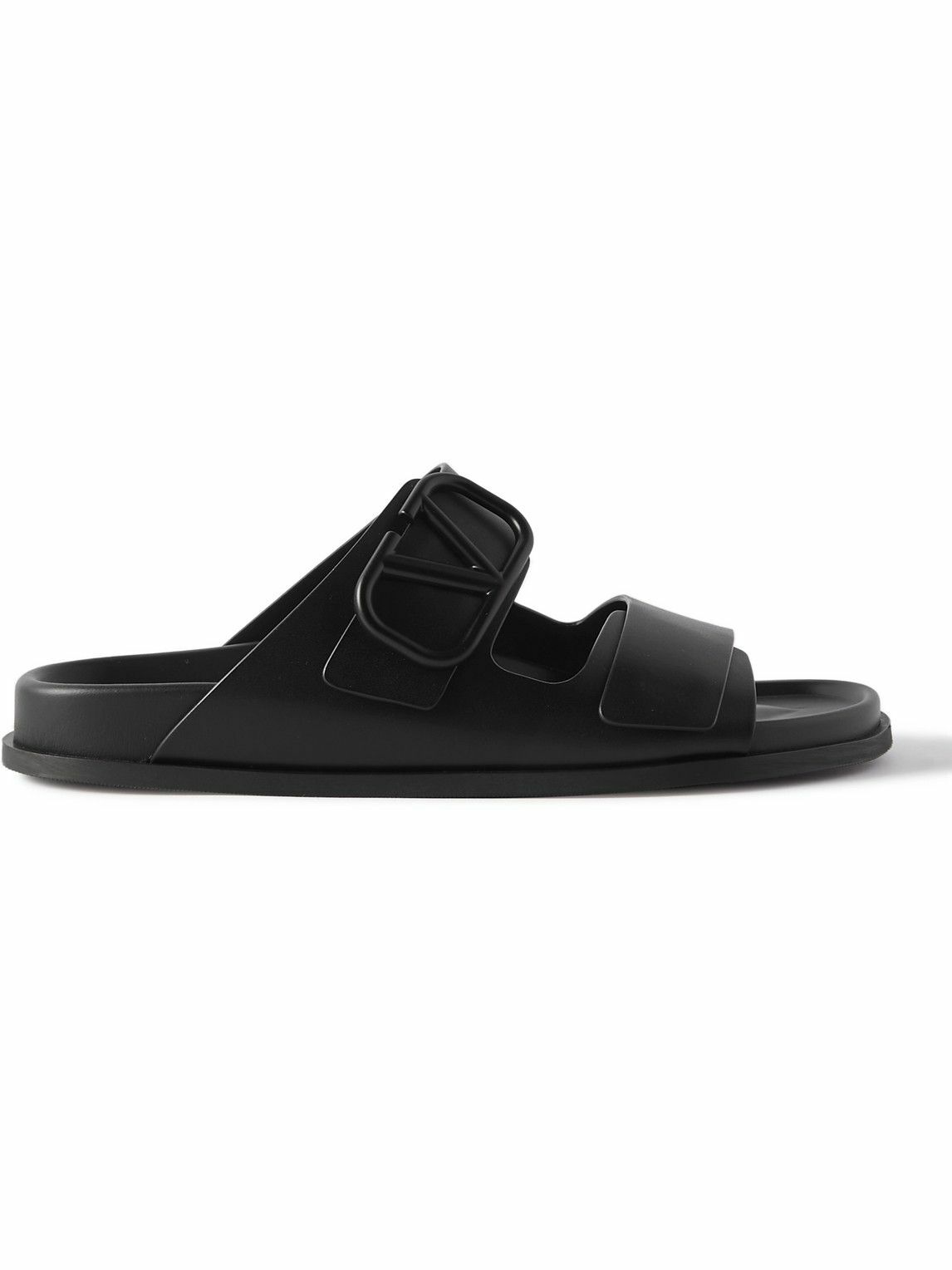 Valentino Garavani - Logo-Embellished Leather Slides - Black Valentino ...