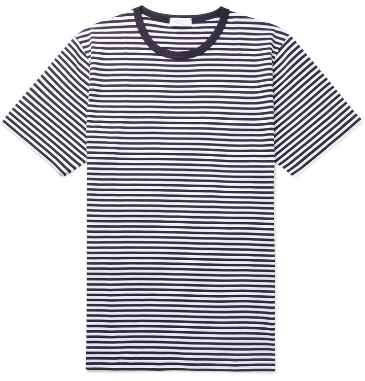 Photo: Sunspel - Striped Superfine Cotton-Jersey T-Shirt - Men - Navy