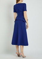 Roland Mouret Peplum-hem Crepe Midi Dress Blue