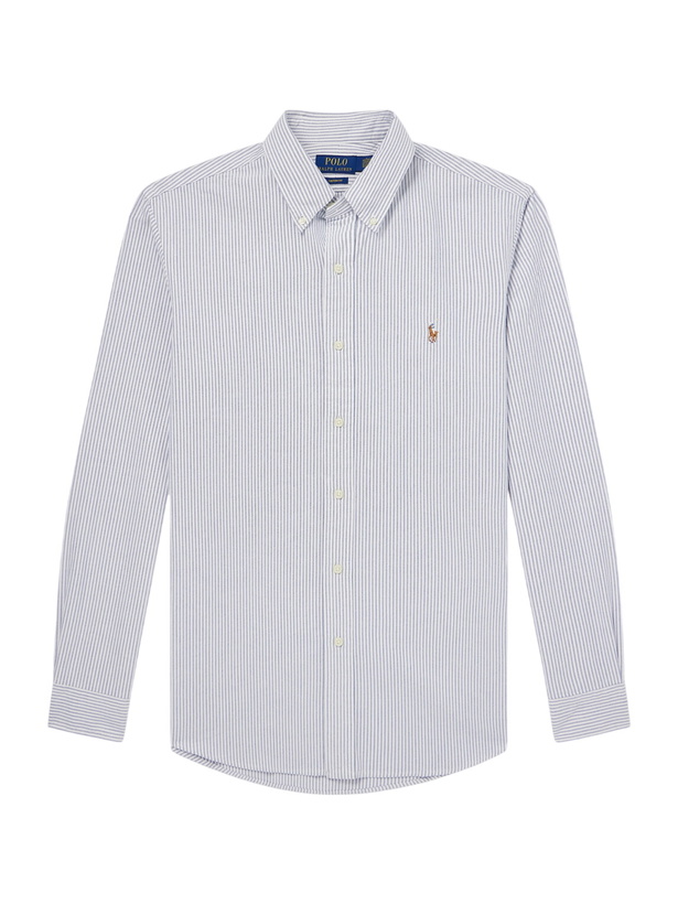 Photo: Polo Ralph Lauren - Logo-Embroidered Striped Cotton Shirt - Blue