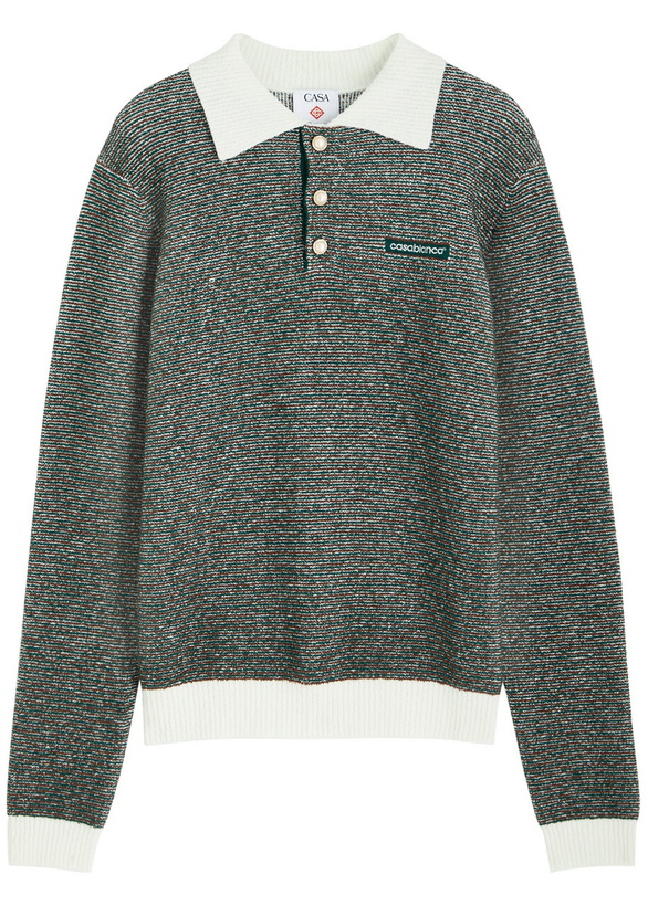 Photo: Casablanca Striped-intarsia Cotton-knit Polo Jumper Multicoloured 1